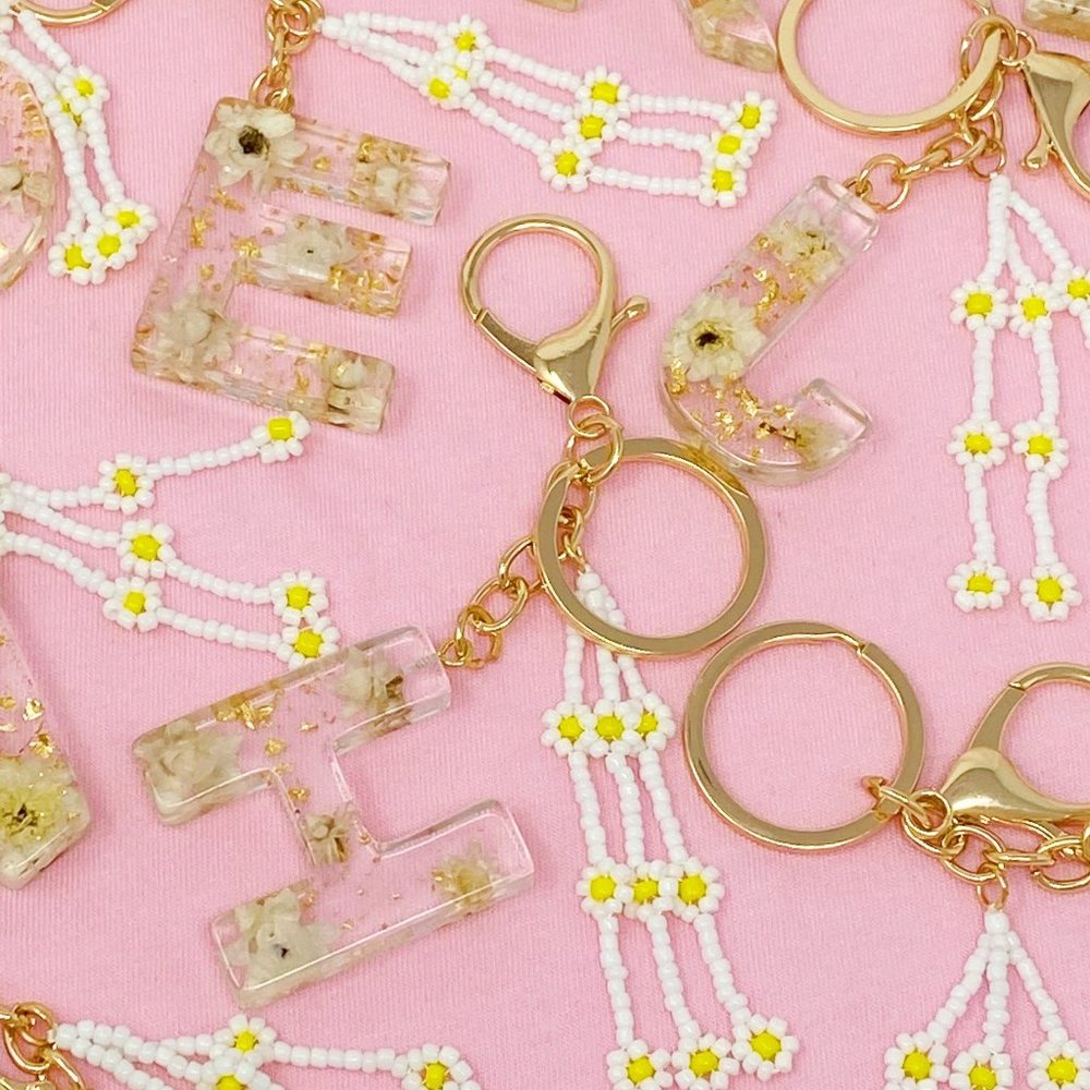 Baby Daisy Initial Key Chain